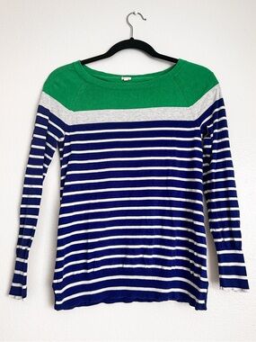 J. Crew Blue and White Striped Cotton Top